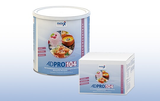 AdPro104 Dose und Faltschachtel AdPro104 Eiweißkonzentrat