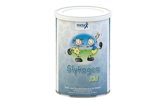 Glykogea Kid Dose Glykogea Kid, bei Glykogenspeicherkrankheiten, z. B. Glykogenose Typ III, VI und IX, ab 1 bis 10 Jahre, fett- und eiweißreiche, kohlenhydratdefinierte Trink- und Sondennahrung in Pulverform