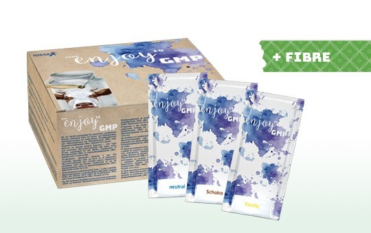 XPhe enjoy GMP, for use in the dietary management of phenylketonuria or hyperphenylalaninemia, from 3 years, enriched with fibres, vitamins, minerals and trace elements