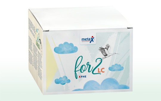XPhe for2 LC, bei Phenylketonurie oder Hyperphenylalaninämie, vor und während der Schwangerschaft und in der Stillzeit, wenig Energie und flexibel in der Zubereitung