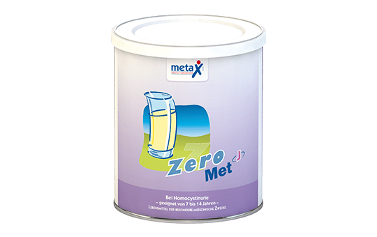 ZeroMet J, bei Homocystinurie, 7 bis 14 Jahre, hochkonzentriertes Methionin-(Met)freies und mit Cystin angereichertes Eiweißsupplement in Pulverform