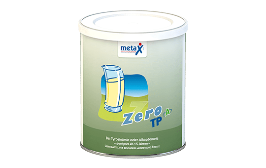 ZeroTP A, bei Tyrosinämie oder Alkaptonurie, ab 15 Jahren, hochkonzentriertes Eiweißsupplement frei von Tyrosin und Phenylalanin (TP) in Pulverform