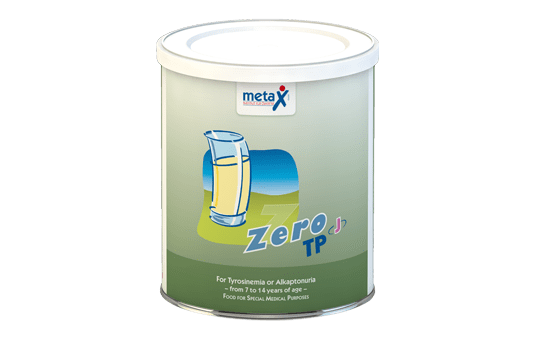 ZeroTP J, bei Tyrosinämie oder Alkaptonurie, 7 bis 14 Jahre, hochkonzentriertes Eiweißsupplement frei von Tyrosin und Phenylalanin (TP) in Pulverform