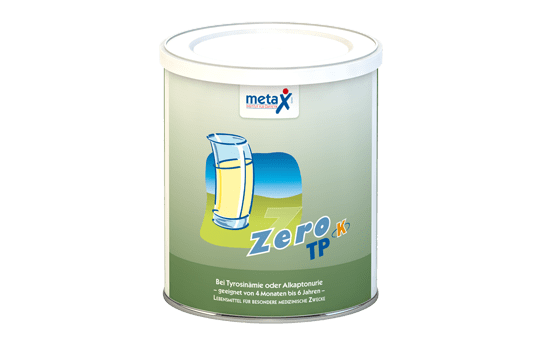 ZeroTP K, bei Tyrosinämie oder Alkaptonurie, 4 Monate bis 6 Jahre, hochkonzentriertes Eiweißsupplement frei von Tyrosin und Phenylalanin (TP) in Pulverform